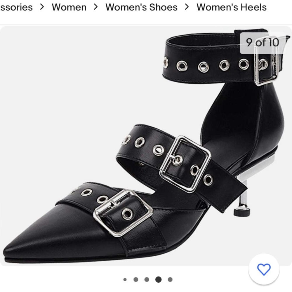 (1760) Waucuw Women's Studded Buckle Ankle Strap Kitten Heel Shoes Pumps NWOT - Picture 1 of 13